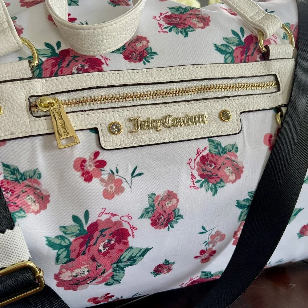 RARE Juicy Couture Lmtd Edition Floral Extra Large Weekender Travel Duffel Bag - Picture 3 of 13